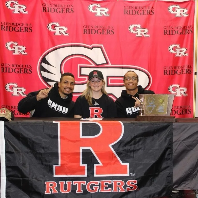 Athlete at her Rutgers women's lacrosse signing day table, Char Sports Performance Montclair NJ