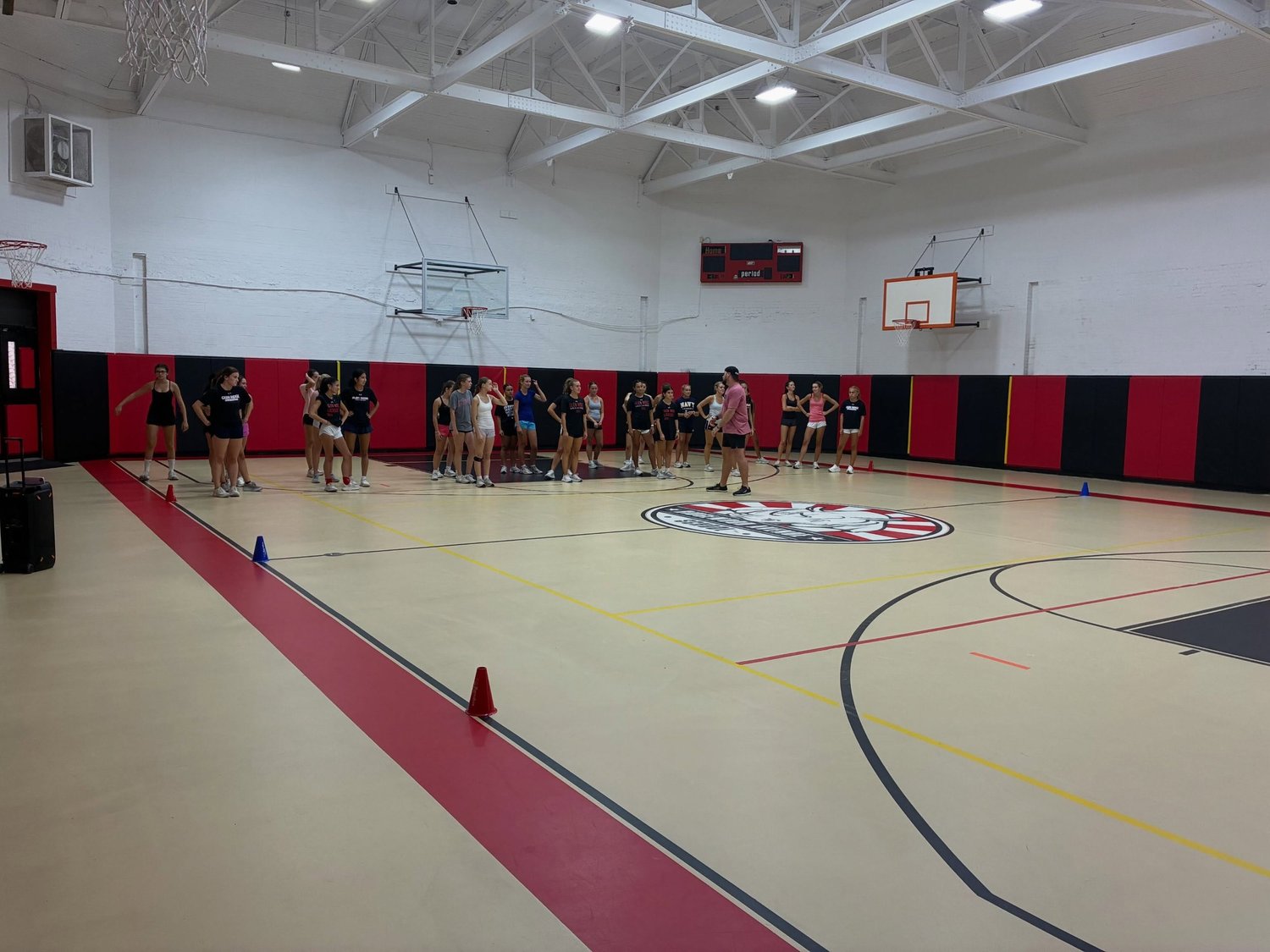 High school team doing footwork drills at Char Sports Performance in Montclair, NJ