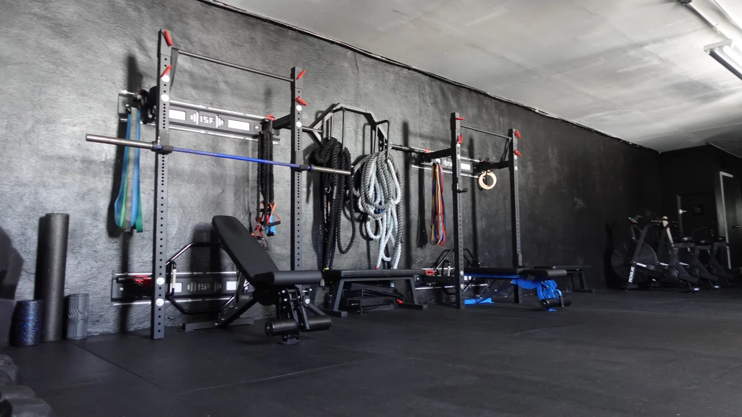 Training equipment on the indoor turf at Char Sports Performance