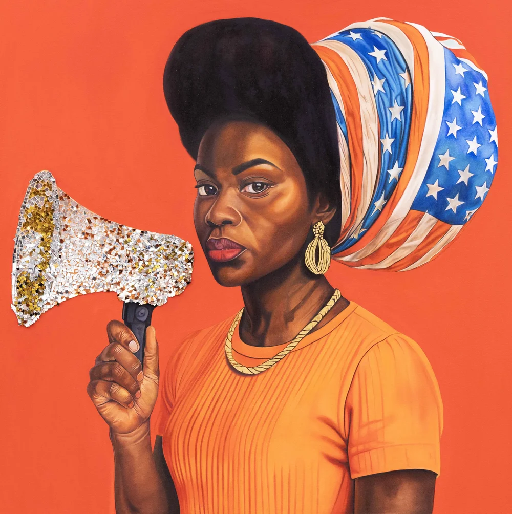 America Lost Its Voice, Oil & mosaic mirrors, 2025