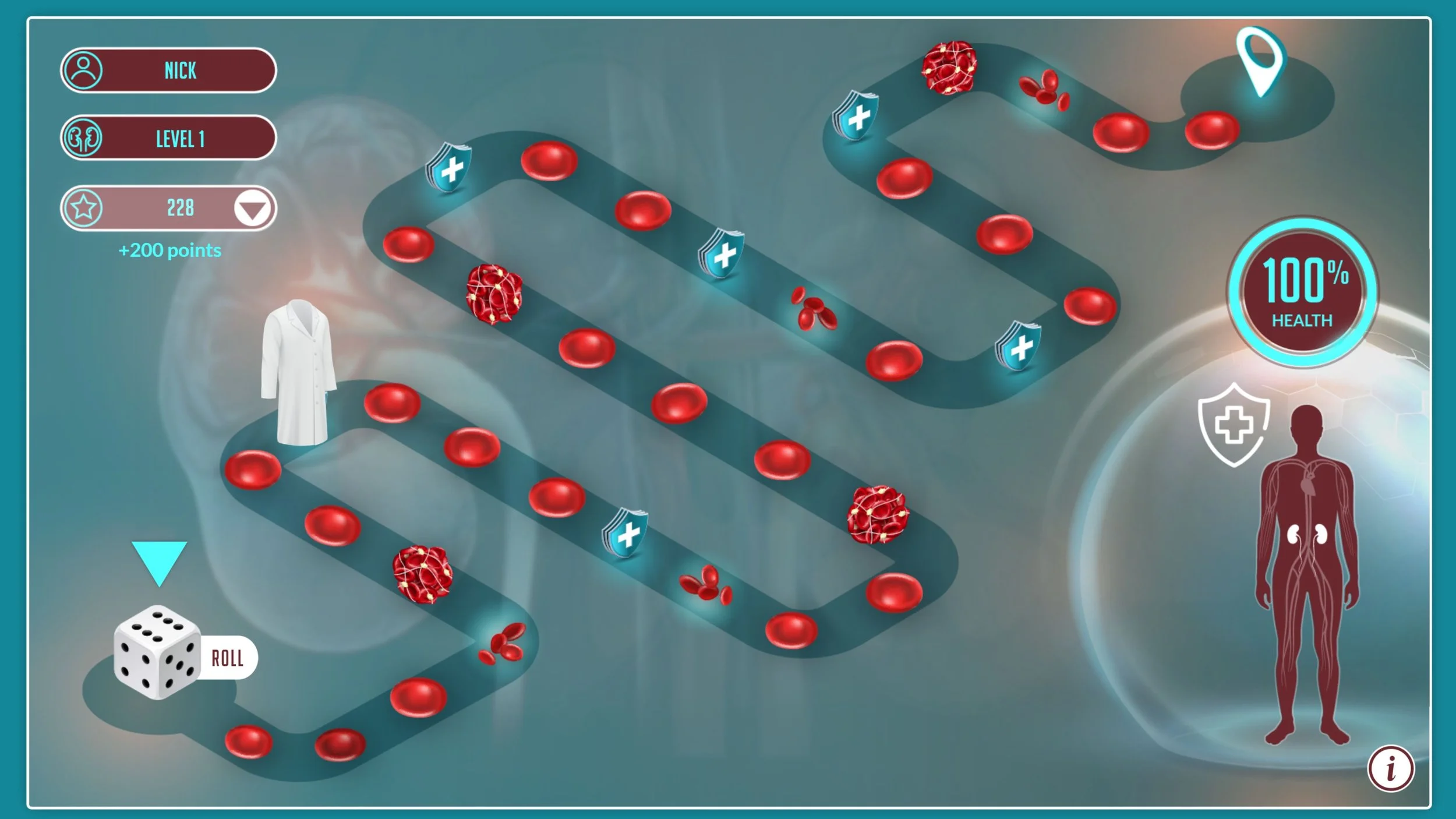 Game Progression – Health and Risk Visualization