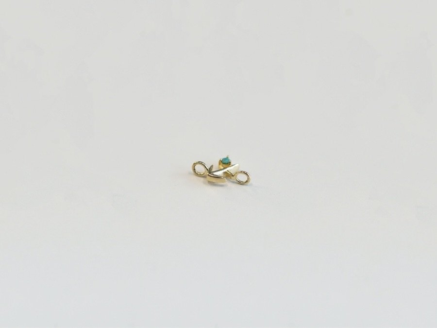 Sagittarius zodiac connector in solid 14k gold with natural turquoise gemstone from The Sparkle Bar. Fine jewelry handcrafted in Edmonton Canada.