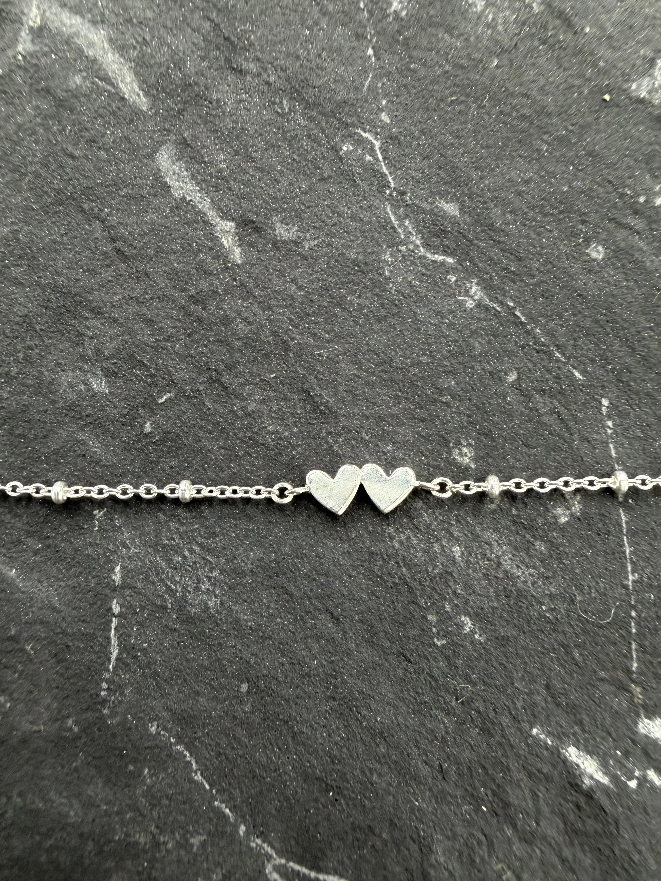 sterling silver double heart engravable connector, delicate symbolic jewelry for custom engraving