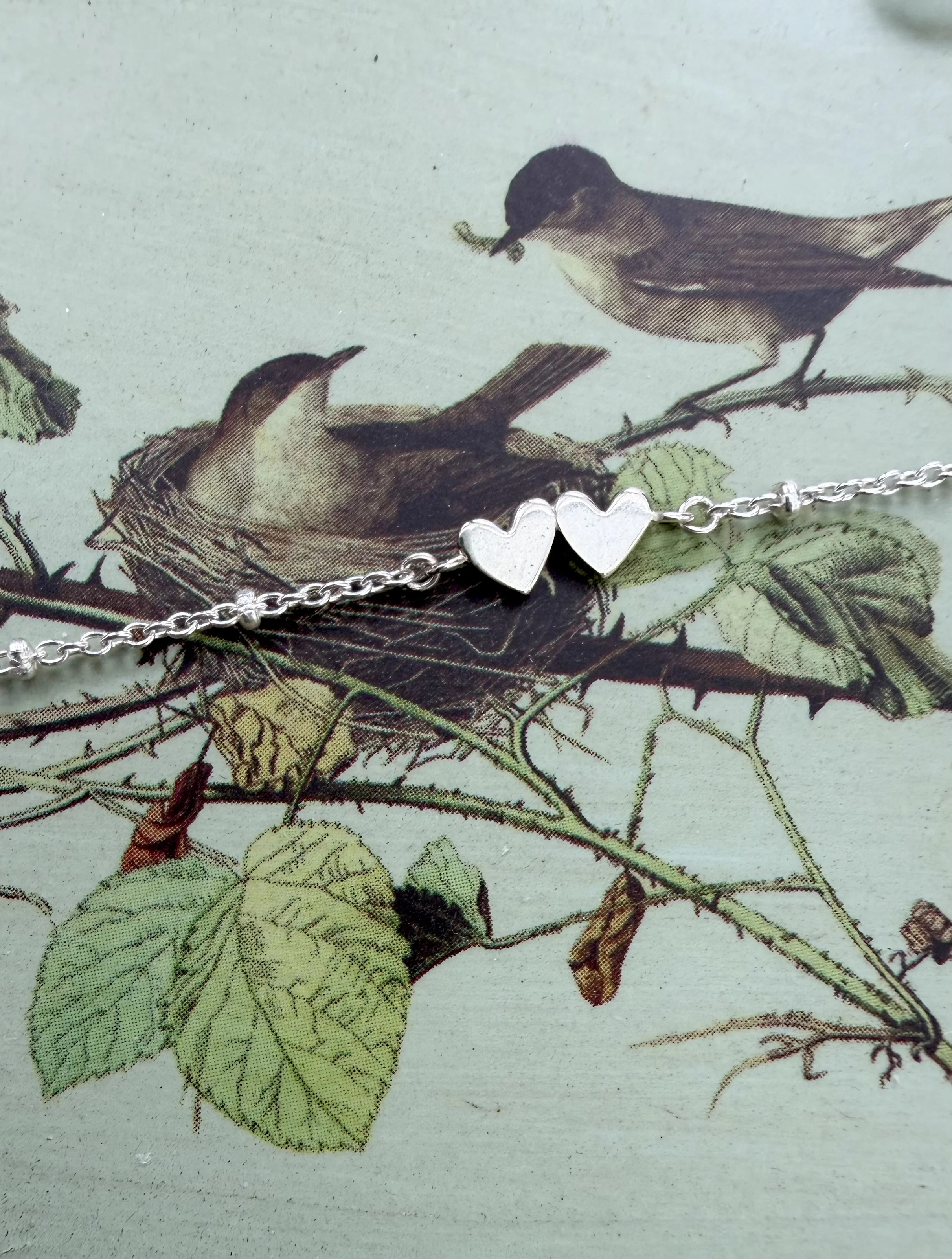 sterling silver engravable twin heart connector, two connected hearts for personalized initials