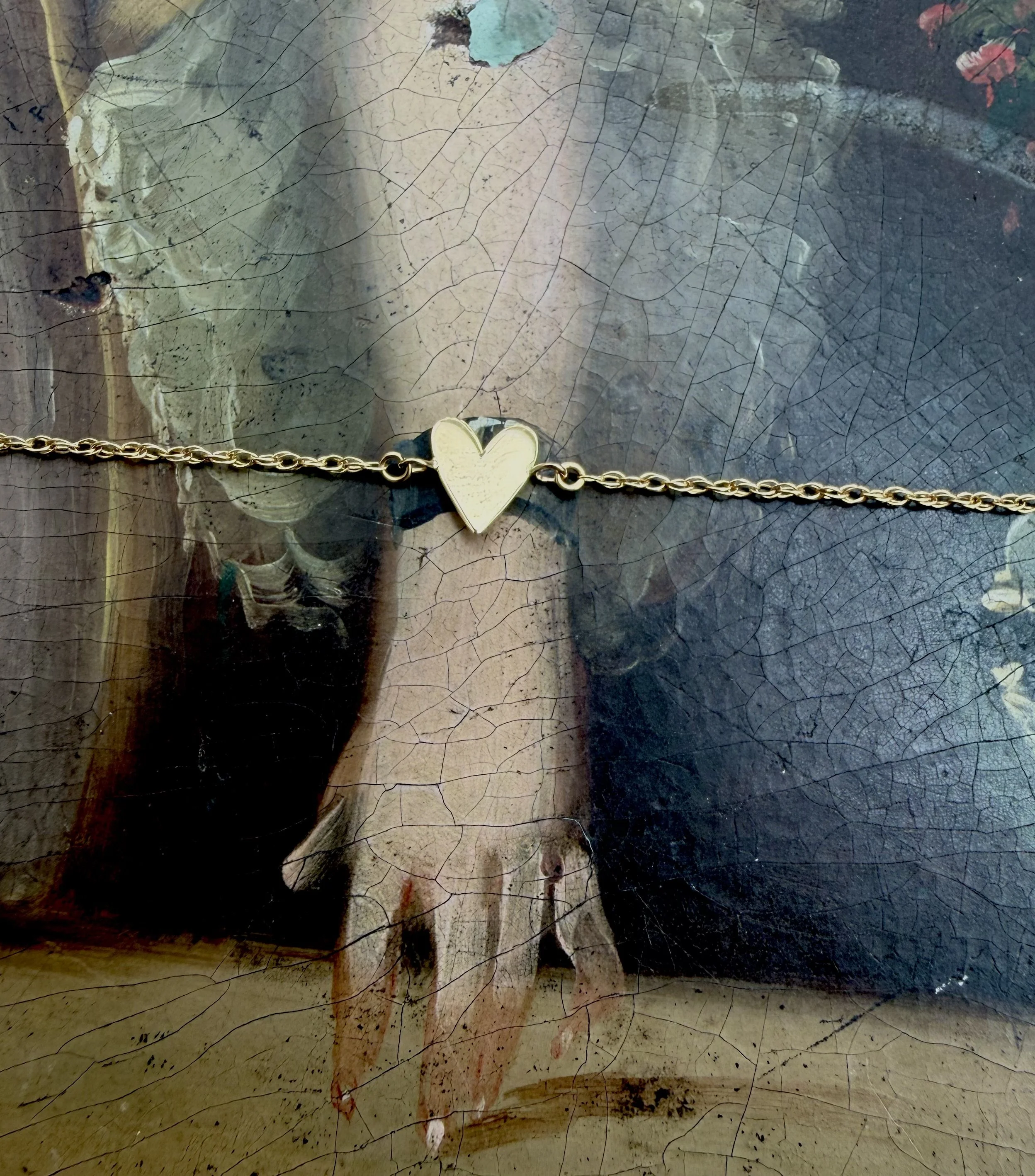 14k gold heart connector bracelet, engravable personalized jewelry gift for Mother’s Day