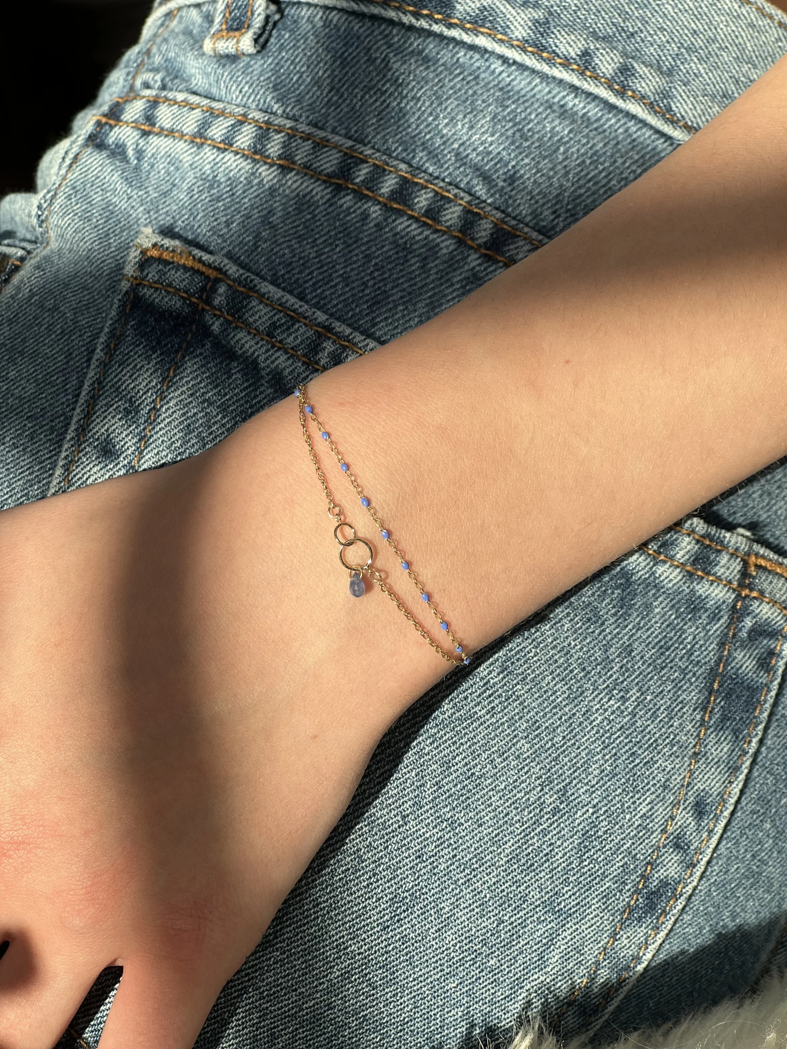 Cornflower blue enamel 14k Permamnet Bracelet.jpeg