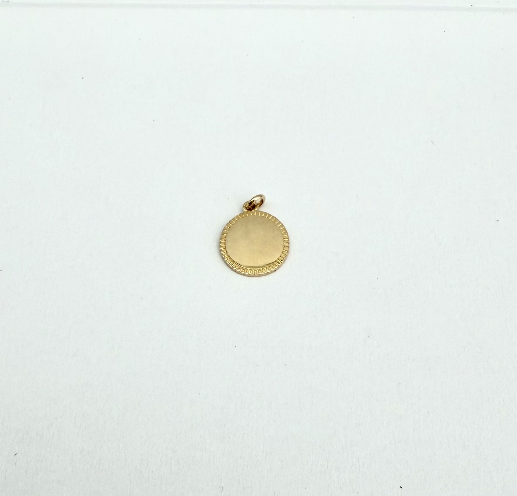 14k gold engravable Love Token charm, small round pendant for custom engraving