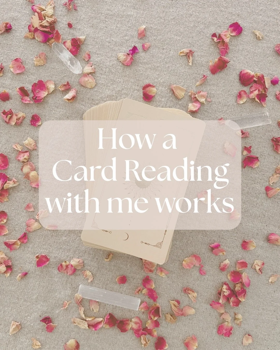 Want to get a sneak peek into your future?

🔮 A card reading helps you see patterns, influences and possibilities around your current situation. It&rsquo;s about gaining clarity, understanding your options and feeling more confident in your next ste