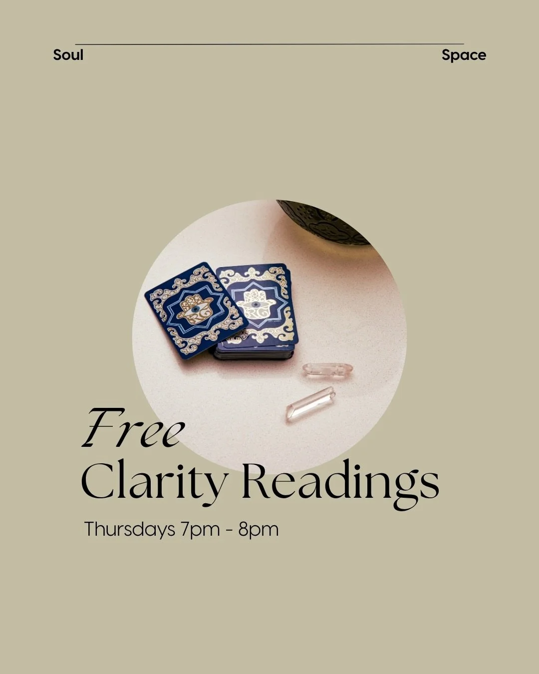 Mini Clarity Readings - Thursdays 7pm. 

If you&rsquo;ve been sitting with a question 
or need a bit of direction, 
you&rsquo;re welcome to join. 

Spots are limited each week. 
DM me if you&rsquo;d like to join. 

#cardreading #freeoffer #feelingstu