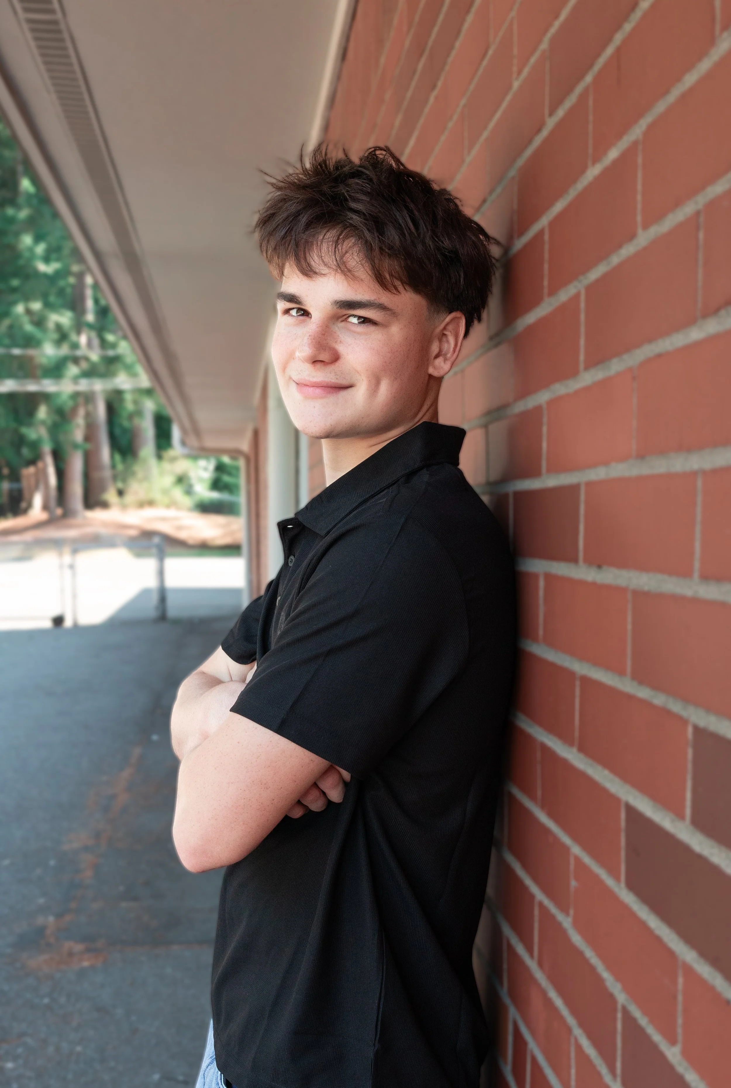 Lake Stevens WA High School senior portrait with brick wall