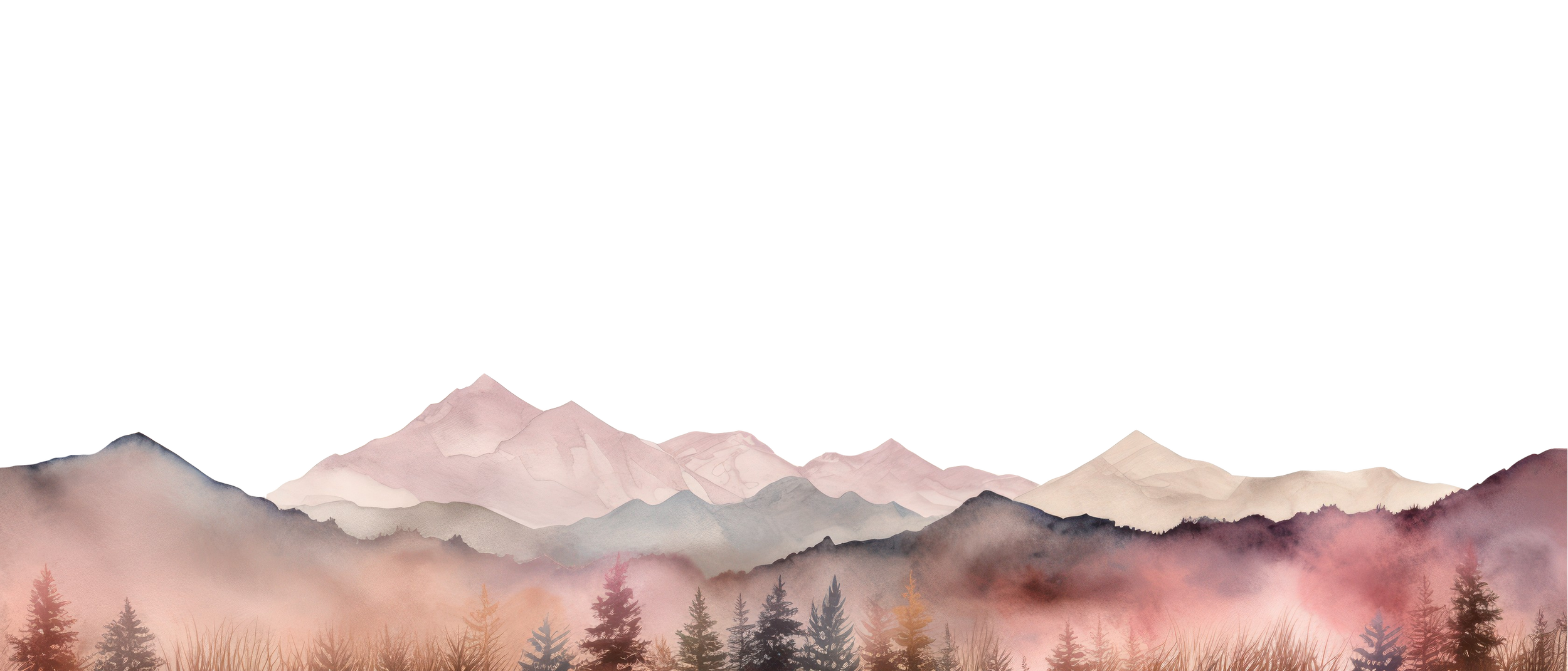 Captured by bernadette branding water color art of the north cascades in washington, pink, coral, blacks and beige.