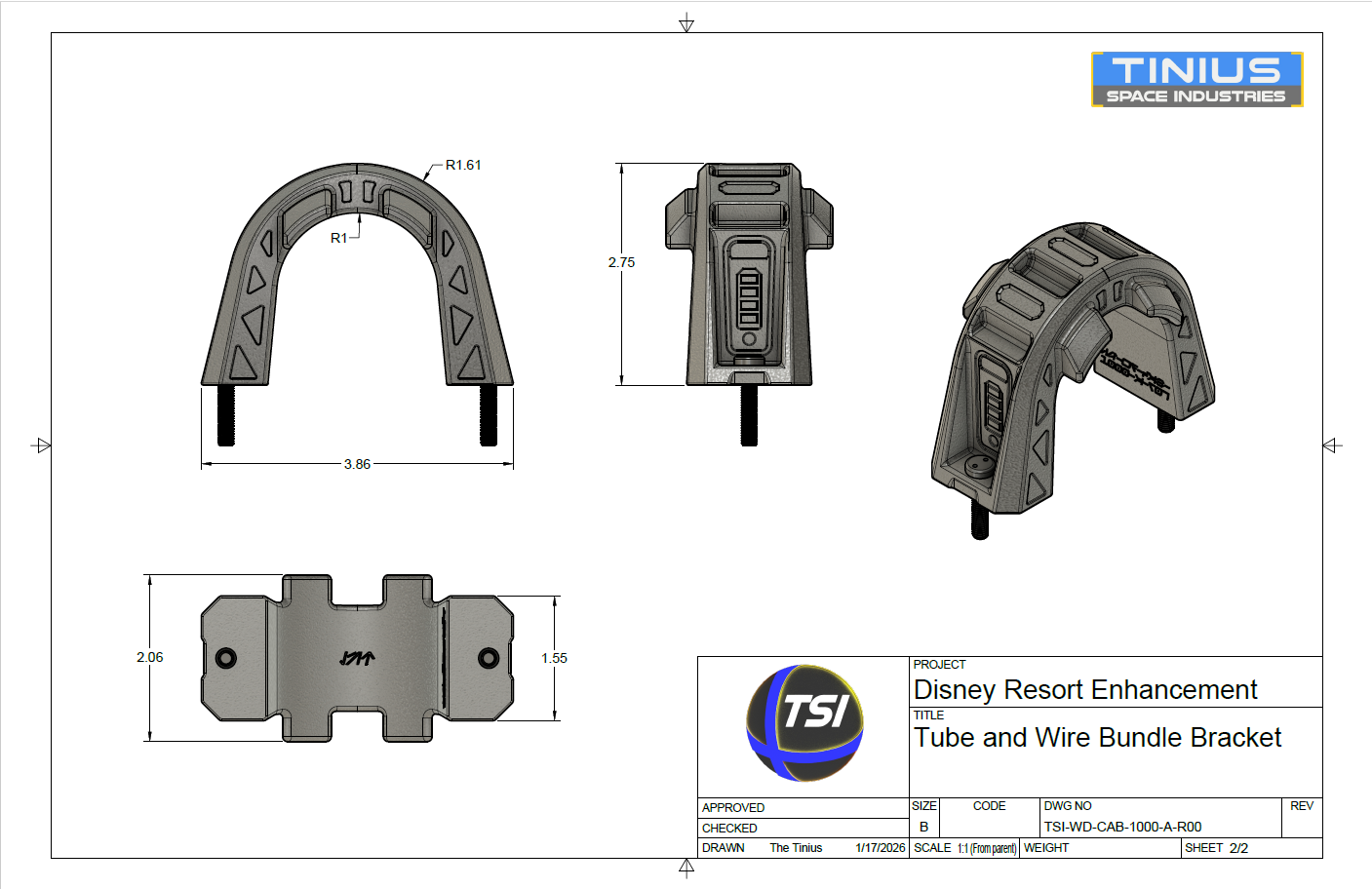 Hose / Cable Clamp-TSI-WD-CAB-1000-A-R00 (10 Units)