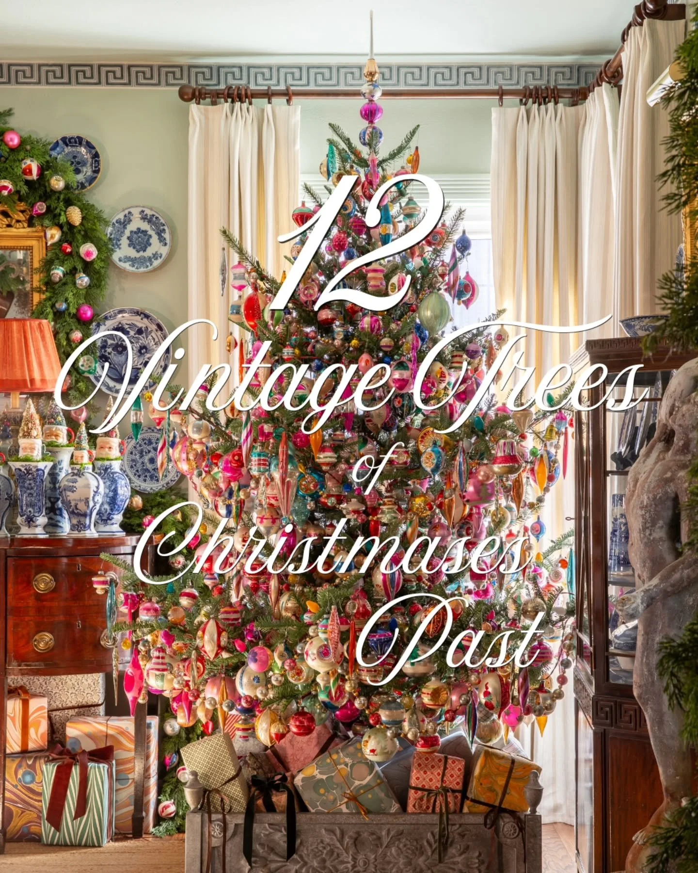Let's take a look at all my vintage style Christmas trees I have decorated since my very first vintage tree  way back in 2017. If you look closely you can tell which ornaments are my favorites since I place them on the front of the tree each year. I 
