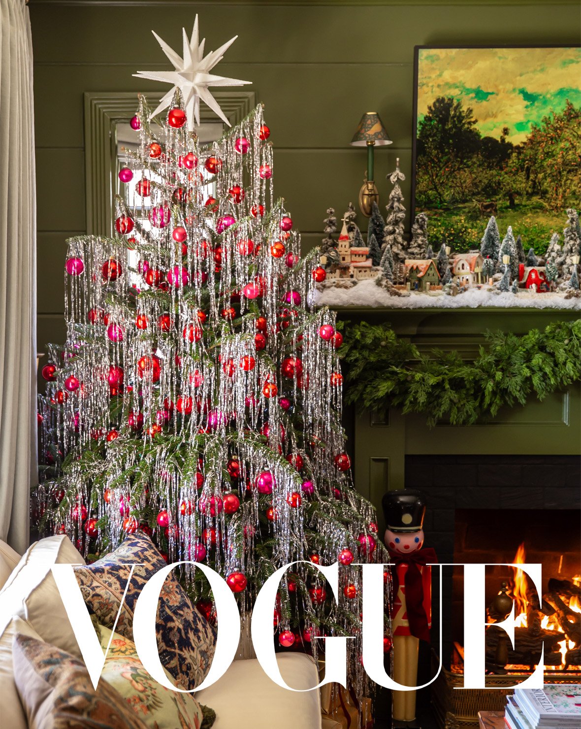 Vogue Logo with Vintage Tinsel Christmas Tree