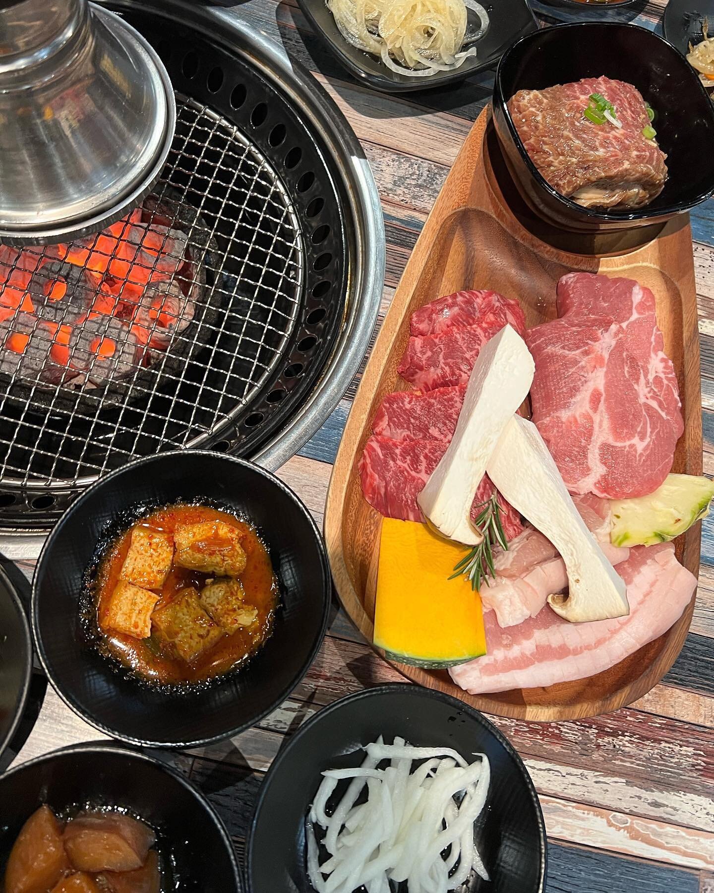 Posted @withregram &bull; 
@degust.brisbane 
Am so happy to have found @mooinkbbq 😍 

We got the Combination Set for $95, and between two people, it was A LOT of food. 

Meats were cooked over charcoal, and included:
🥩 Wagyu Karubi 
🥩 Marinated Be