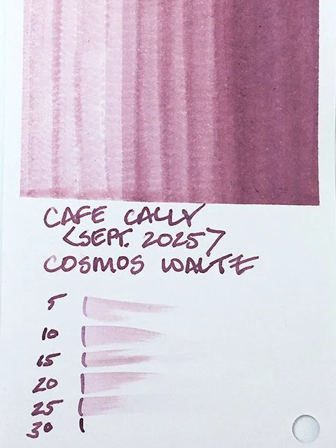 Cafe Cally Cosmos Waltz fountain pen ink swatch card