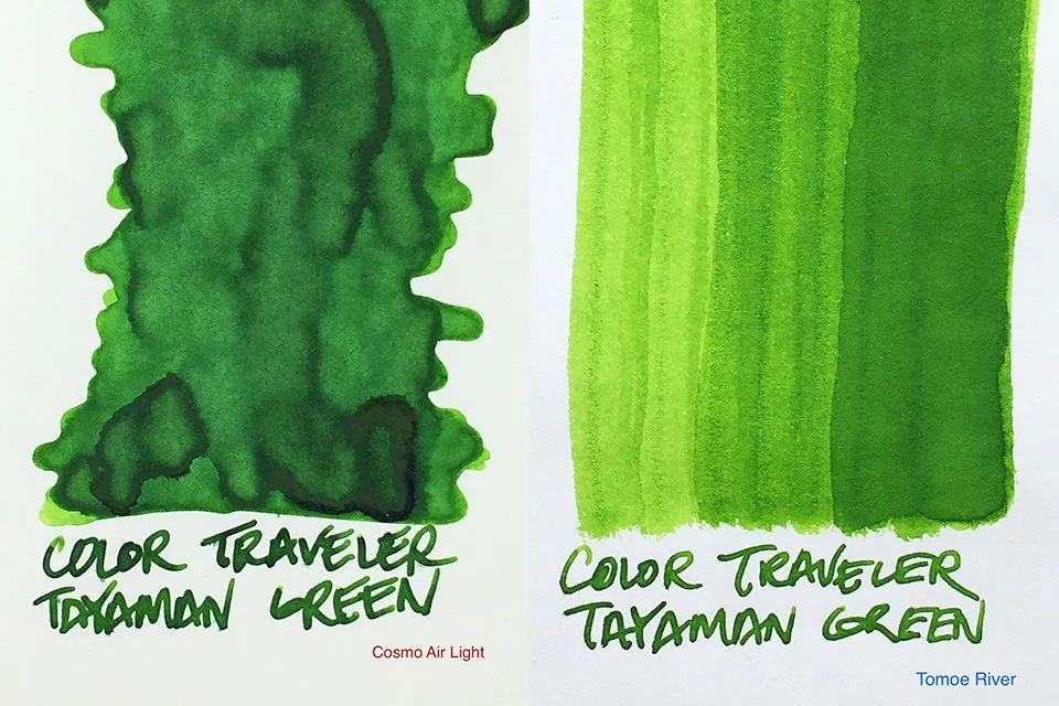 Color Traveler Tayaman Green fountain pen ink swatches