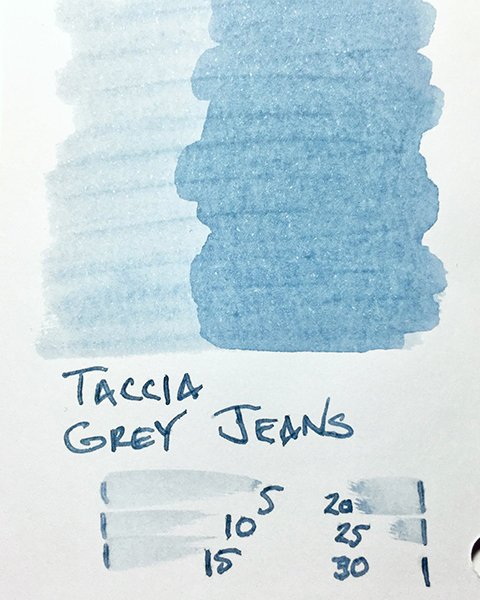 Taccia Grey Jeans fountain pen ink swatch card