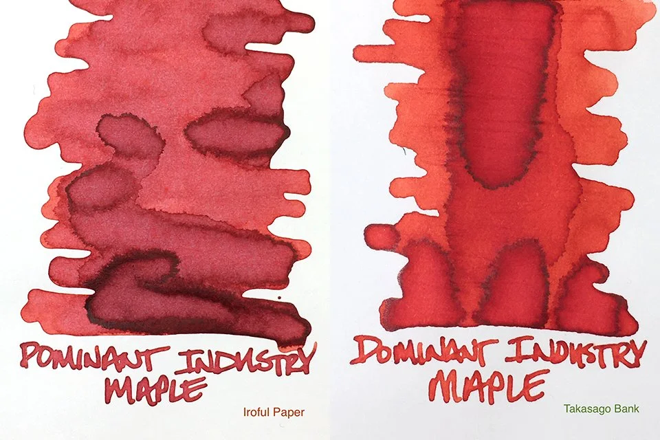 Dominant Industry Maple fountain ink swatch on Iroful and Takasago Bank Paper