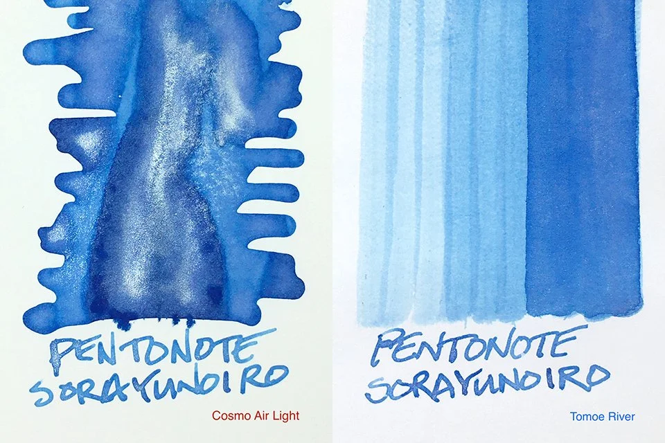 Pentonote Sorayunoiro fountain pen ink swatches