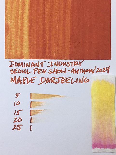 Dominant Industry Maple Darjeeling fountain pen ink swatch card