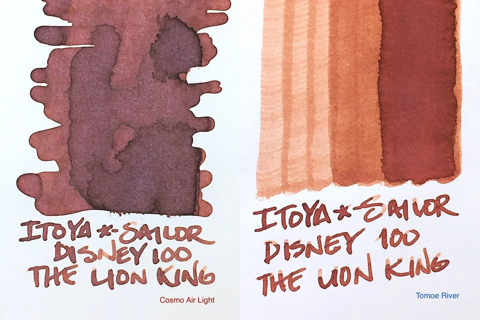 Itoya x Sailor The Lion King fountain pen ink swatches