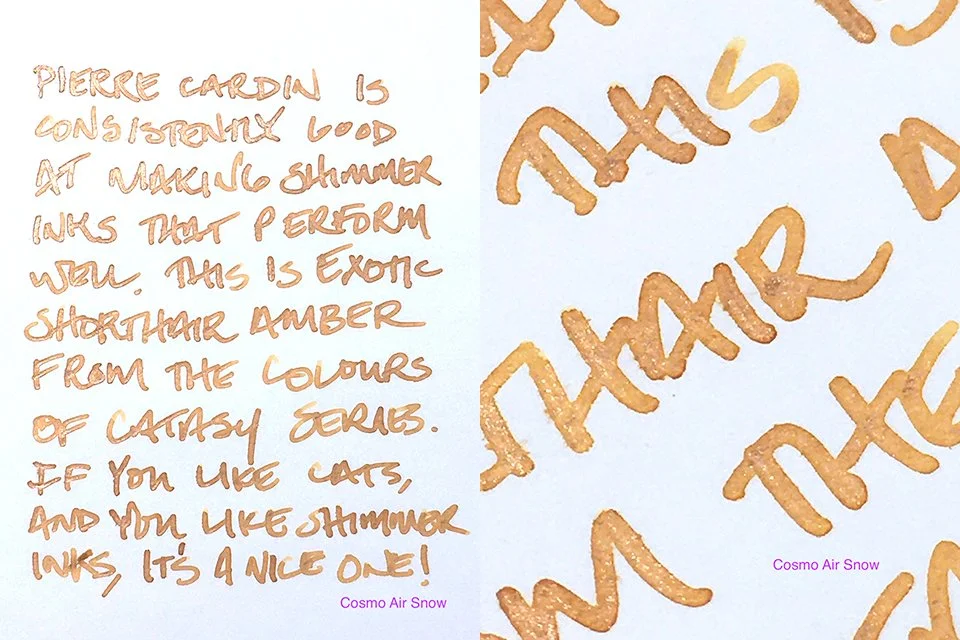 Pierre Cardin Exotic Shorthair Amber fountain pen ink writing sample
