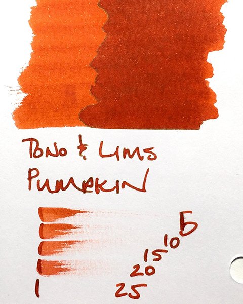 Tono and Lims Pumpkin fountain pen ink swatch card