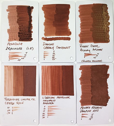 Callifolio Aurora fountain pen ink swatch comparisons