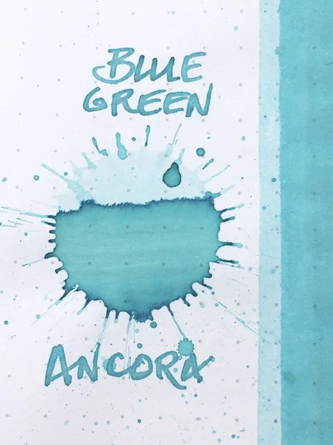 Link to ink review of Ancora Blue Green from Sailor's Ancora srote in Tokyoountain pen ink
