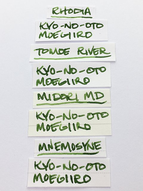 Kyo No Oto Moegiiro fountain pen ink writing samples