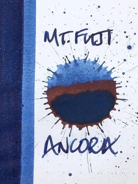 Link to ink review of the Ancora's Mt. Fuji navy fountain pen ink. from Sailor