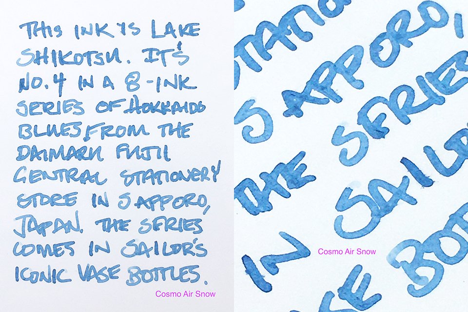 Daimaru Fujii Central Lake Shikotsu fountain pen ink writing sample