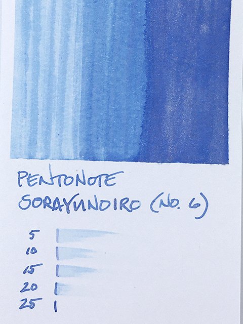 Pentonote Sorayunoiro fountain pen ink swatch card