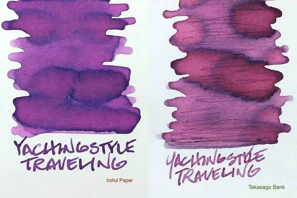 Yachingstyle Traveling ink swatch on iroful and bank papers