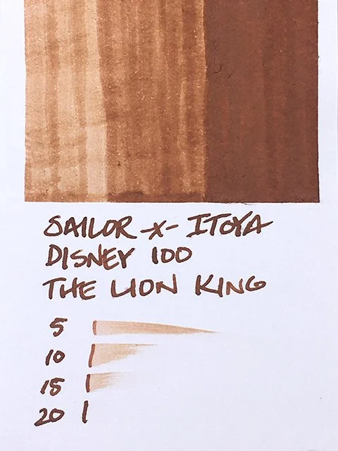 Itoya x Sailor The Lion King fountain pen ink swatch card