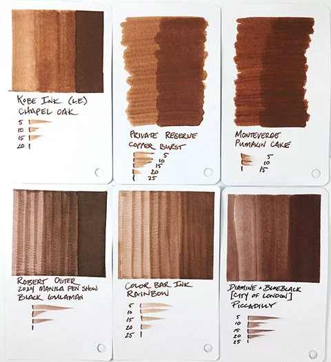 Color Bar Rainbow fountain pen ink swatch card comparisons