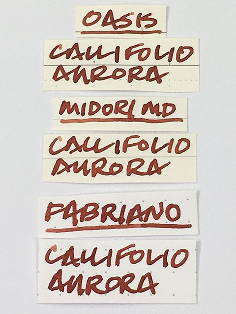 Callifolio Aurora fountain pen ink writing samples