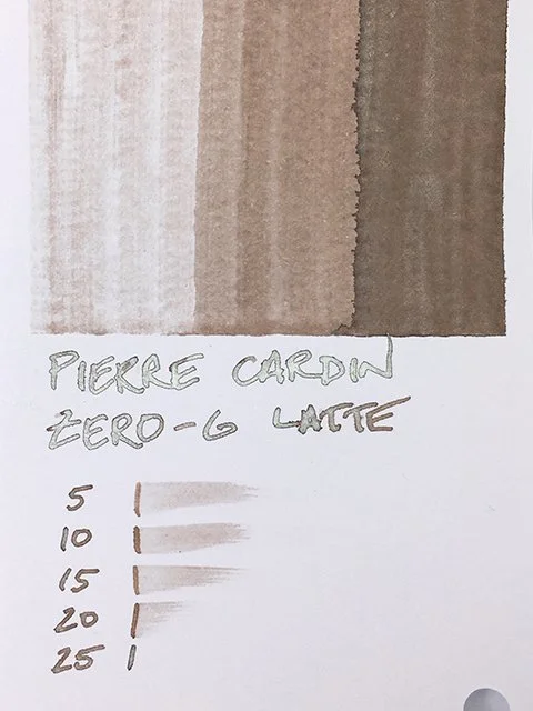 Pierre Cardin Zero-G Latte fountain pen ink swatch card