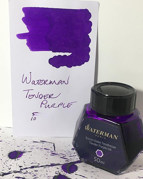 Waterman Tender Purple fountain pen ink swatch card