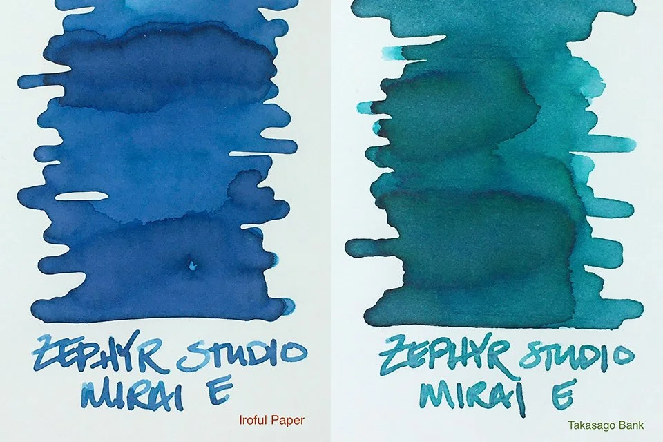 Zephyr Studio Mirai e fountain pen ink swatches
