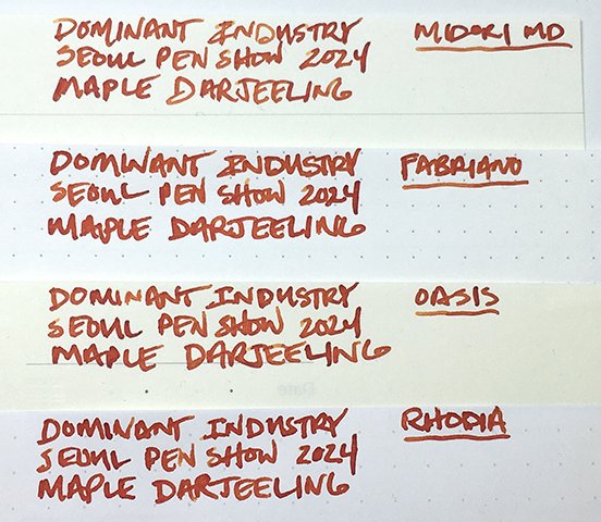 Dominant Industry Maple Darjeeling fountain pen ink writing samples
