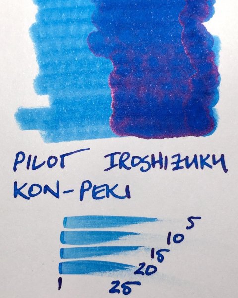 Pilot Iroshizuku Kon-peki ink swatch card