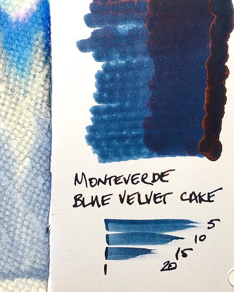 Monteverde Blue Velvet Cake ink swatch card