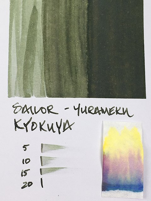 Sailor Yurameku Kyokuya fountain pen ink swatch card
