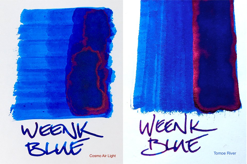 Weenk Blue fountain pen ink swatches
