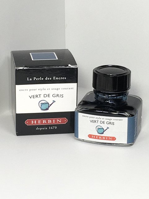 Herbin Vert de Gris Fountain Pen Ink bottle and box