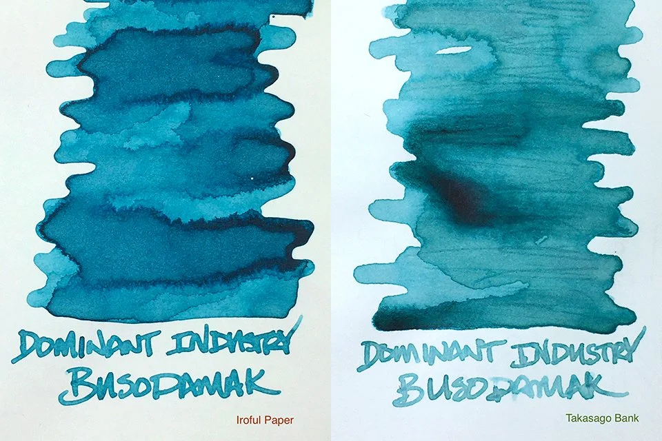 Dominant Industry Busodamak fountain ink swatch on Iroful and Takasago Bank Paper