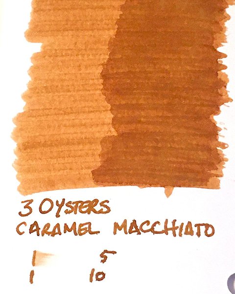 3 Oysters Caramel Macchiato ink swatch card