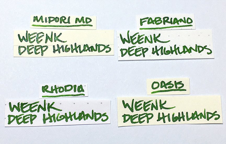 Weenk Deep Highlands fountain pen ink writing samples